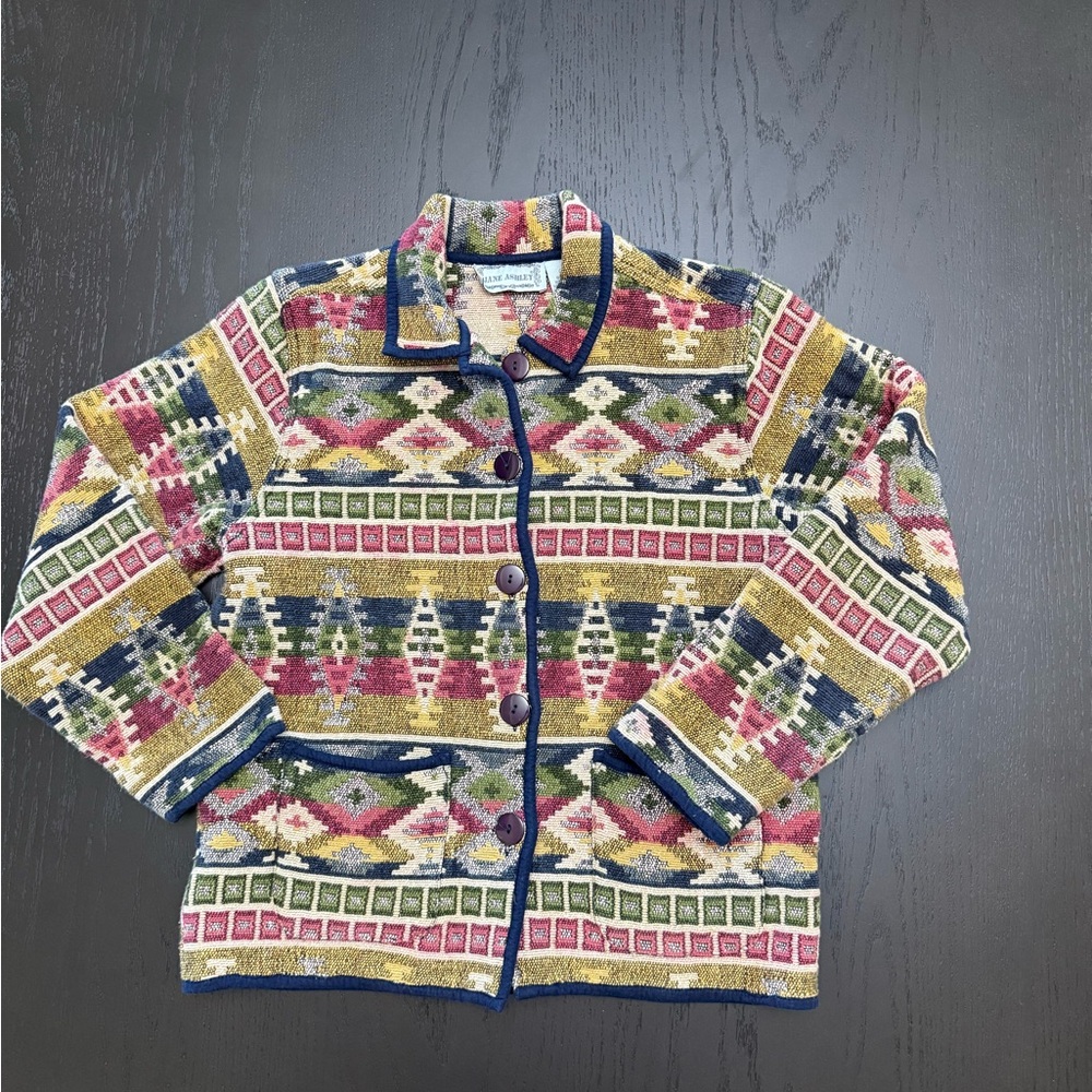 Vintage Jane Ashley Southwestern Aztec Tapestry Jacket - Picture 7 of 15